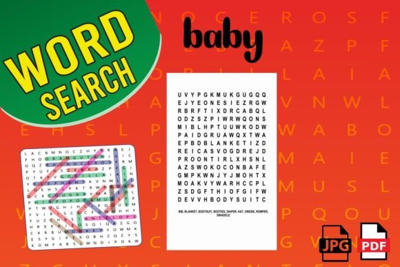 Baby Word Search Puzzles for Creative Design Projects