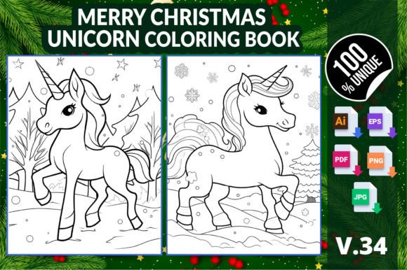 Bring Holiday Magic to Life with the Merry Christmas Unicorn Coloring Book 34