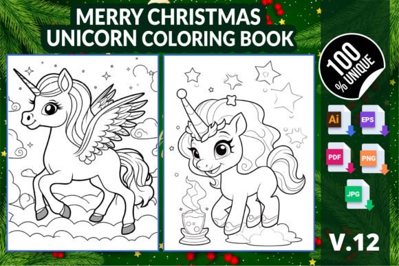 Creative Holiday Calm with Merry Christmas Unicorn Coloring Book 12