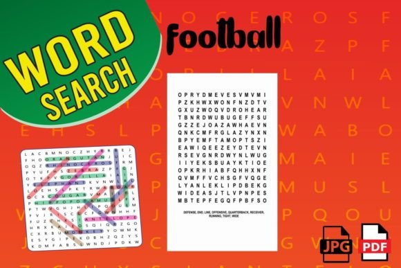 Football Word Search Puzzles for Activity Book Interiors