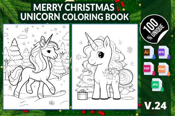 Making the Season Bright with Merry Christmas Unicorn Coloring Book 24