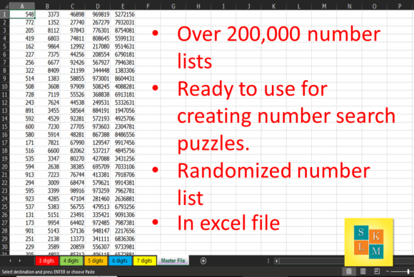 Number Lists for Number Search Puzzles: A Massive Ready-to-Use Puzzle Resource