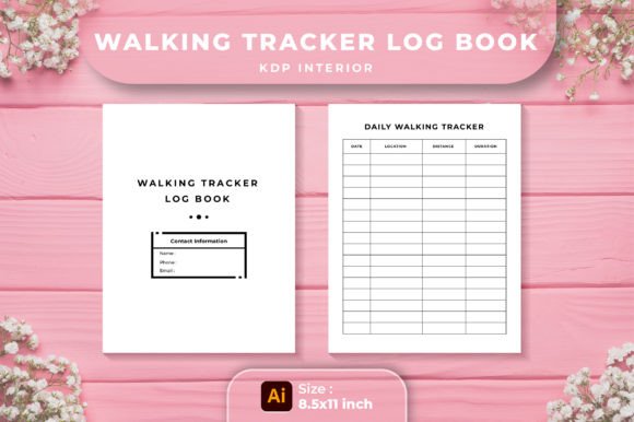 Walking Tracker Log Book KDP Interior: Daily Fitness Journal